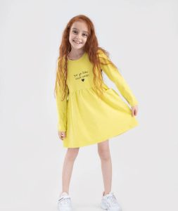 سارافون تابستانی پنبه ای زرد