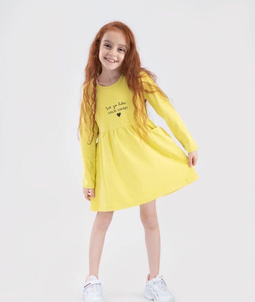 سارافون تابستانی پنبه ای زرد