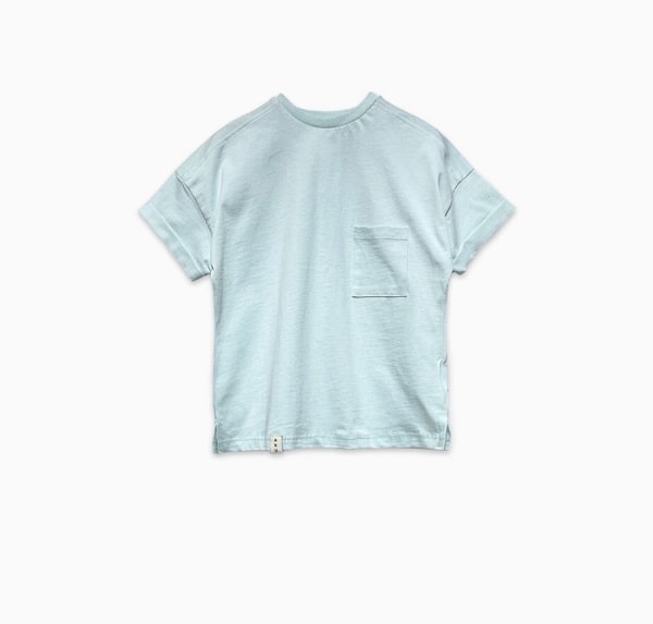 تیشرت یقه گرد جیب دار آبی آُسمانی