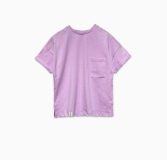 تیشرت یقه گرد جیب دار بنفش روشن