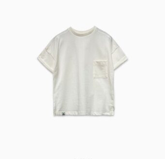 تیشرت یقه گرد جیب دار سفید