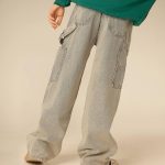 شلوار بگ جین خاکی رنگ کد 01
