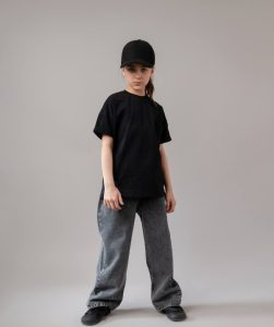 شلوار جین دخترانه زغالی کد 01