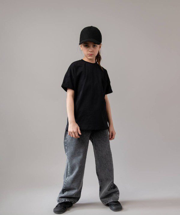 شلوار جین دخترانه زغالی کد 01