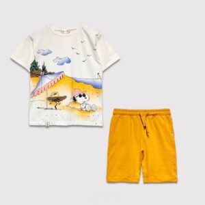 ست راحتی تیشرت و شلوارک طرح ساحل