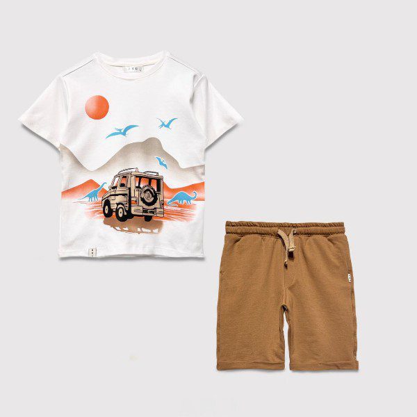 ست راحتی تیشرت و شلوارک طرح کویر