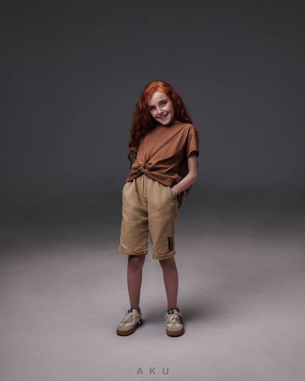 شلوارک لینن کتان برند AKU کرمی رنگ