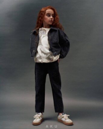 گالری اول کت جین کراپ زیپی زغالی AKU