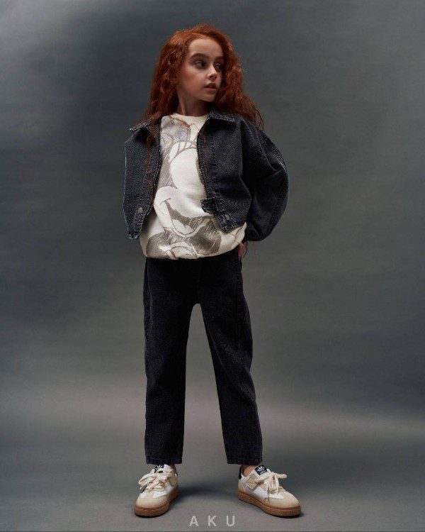 گالری اول کت جین کراپ زیپی زغالی AKU