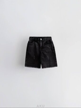 شلوارک لبه ریش دار جین AKU مشکی