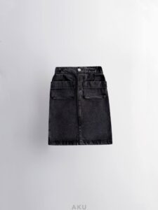 دامن جین دو جیب AKU زغالی