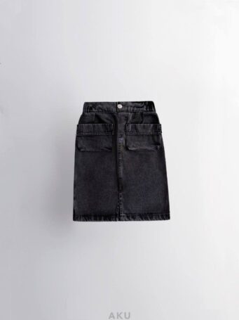 دامن جین دو جیب AKU زغالی