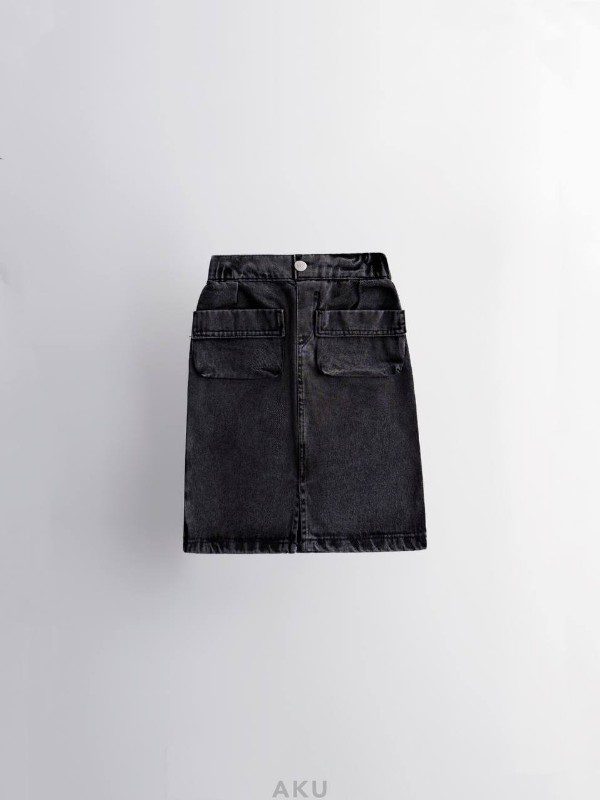 دامن جین دو جیب AKU زغالی