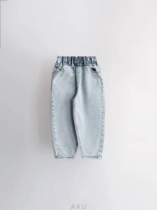 شلوار جین بگ کمر کش خمره ای آبی