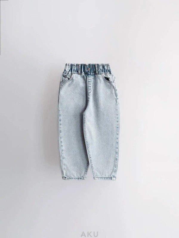 شلوار جین بگ کمر کش خمره ای آبی