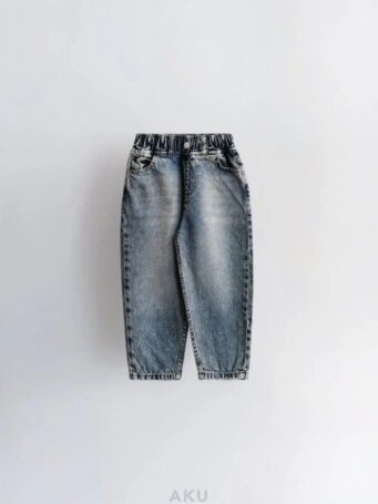 شلوار جین بگ کمر کش خمره ای سرمه ای