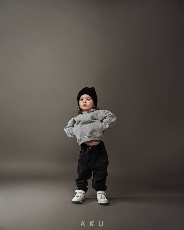 شلوار مام فیت جین مشکی کمر کشی