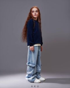 شلوار جین کارگو آبی