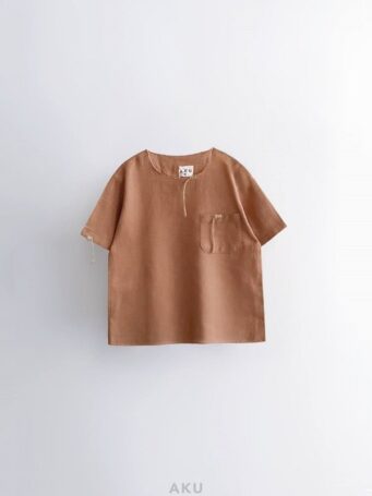 تیشرت کنفی بند دار قهوه ای