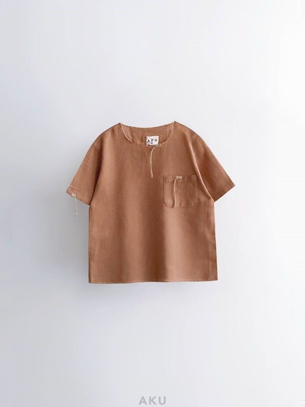 تیشرت کنفی بند دار قهوه ای