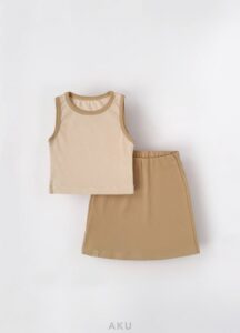 ست کبریتی کراپ و دامن نسکافه ای