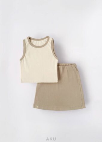 ست کبریتی کراپ و دامن کرمی