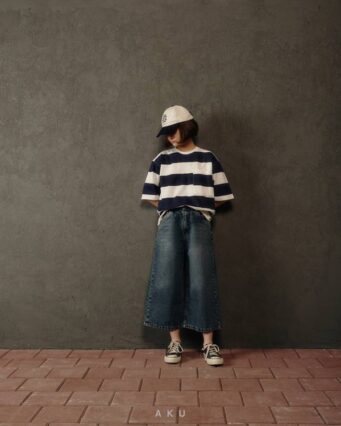 گالری سوم شلوار وایلد لگ جین سرمه ای