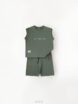 ست تاپ و شلوارک پنبه ای سبز