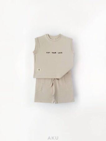 ست تاپ و شلوارک پنبه ای استخونی