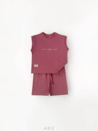 ست تاپ و شلوارک پنبه ای قرمز