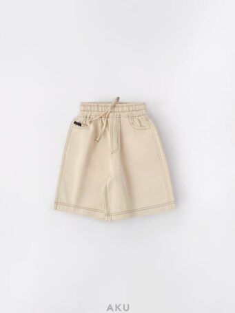 شلوارک کتان دخترانه کرمی