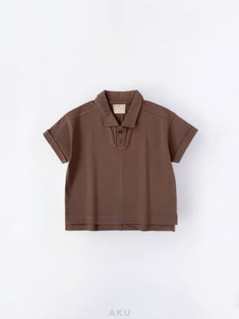 تیشرت یقه دار لاکرا قهوه ای