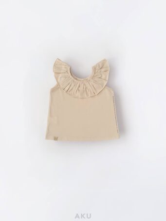 تاپ یقه چین دار قهوه ای