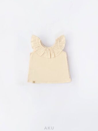 تاپ یقه چین دار کرمی