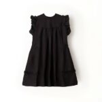 سارافون پشت دکمه دار مشکی لینن