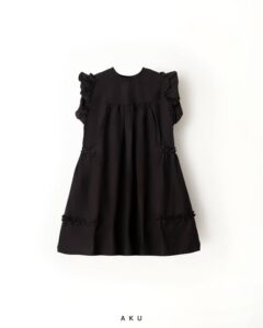 سارافون پشت دکمه دار مشکی لینن