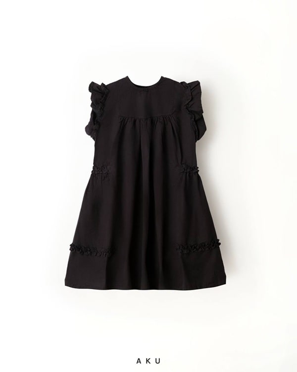 سارافون پشت دکمه دار مشکی لینن