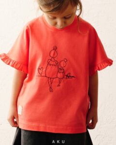 استایل تیشرت دخترانه گلدوزی AKU قرمز