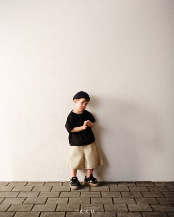 استایل بچه گانه پیراهن لینن کنفی مشکی AKU