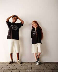 ست چاپی شلوارک و تیشرت مشکی AKU