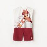 ست تیشرت رکابی و شلوارک چاپی دخترانه میکی ماوس
