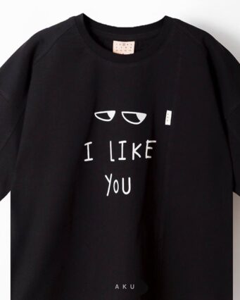 تصویر دوم تیشرت طرح I LIKE YOU مشکی AKU