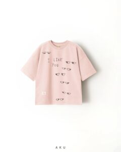 تیشرت طرح صورتی i like you برند AKU