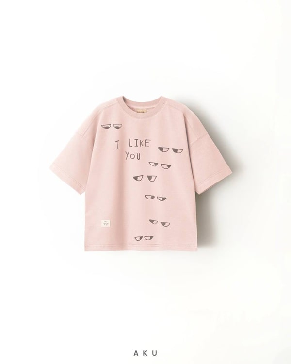 تیشرت طرح صورتی i like you برند AKU