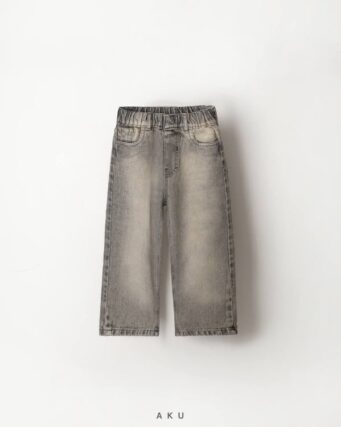 شلوار جین نیم بگ AKU چند رنگ دخترانه پسرانه، خاکی