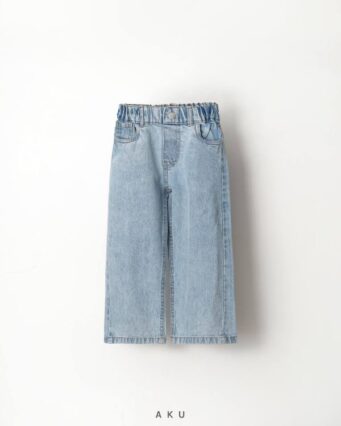 شلوار جین نیم بگ AKU چند رنگ دخترانه پسرانه، آبی روشن