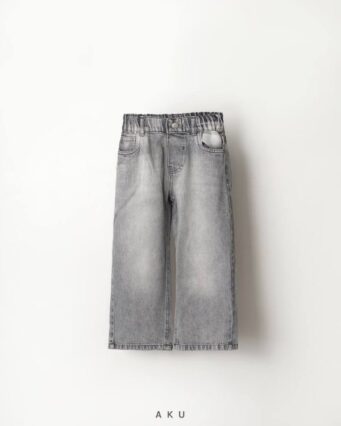 شلوار جین نیم بگ AKU چند رنگ دخترانه پسرانه، طوسی