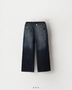 شلوار جین نیم بگ AKU چند رنگ دخترانه پسرانه، سرمه ای