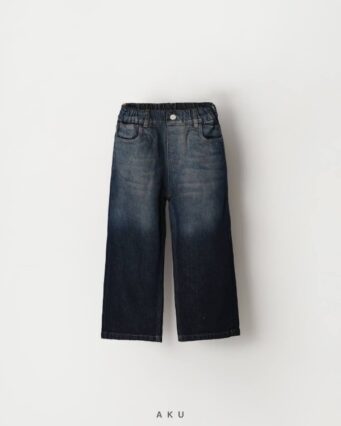 شلوار جین نیم بگ AKU چند رنگ دخترانه پسرانه، سرمه ای