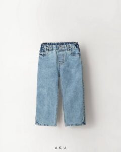شلوار جین نیم بگ AKU چند رنگ دخترانه پسرانه، آبی آسمانی